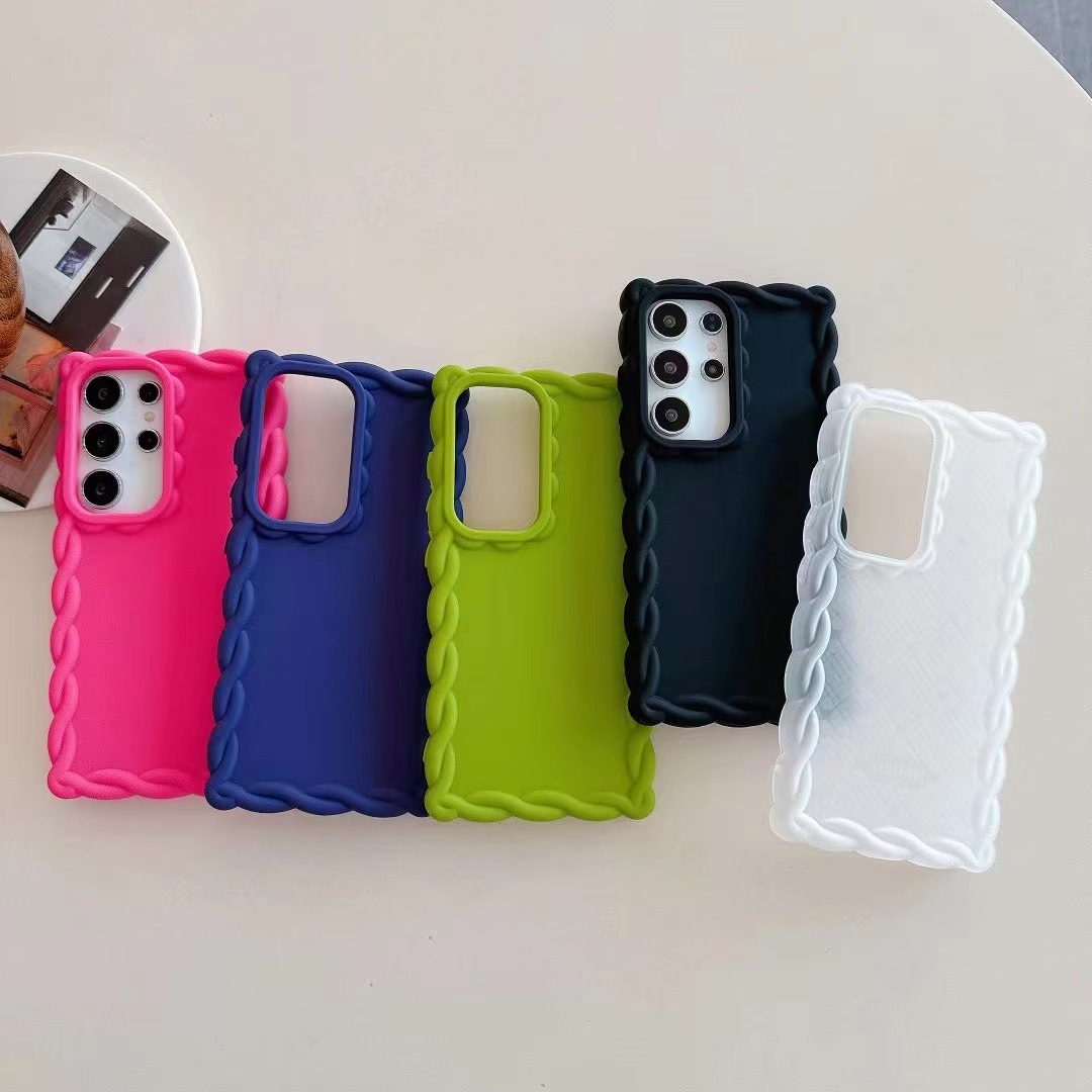 Hemp Pattern Drop-resistant Full-cover Solid Color Phone Case