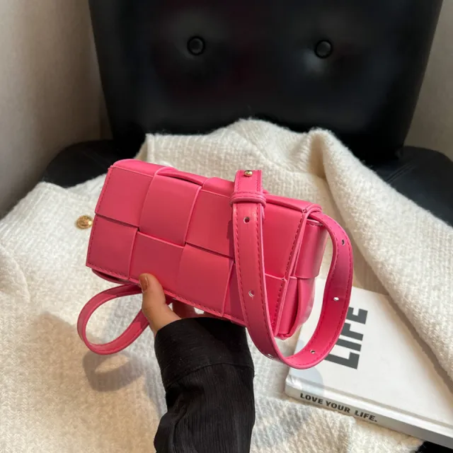 All match Shoulder Bag Handmade Woven Small Square Bag Pink - Shop at LoveMi