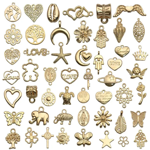 Mixed Alloy Decorative Flowers Butterfly Diy Bracelet Pendant New Kc Gold 50 Models Hk594 - Shop at LoveMi