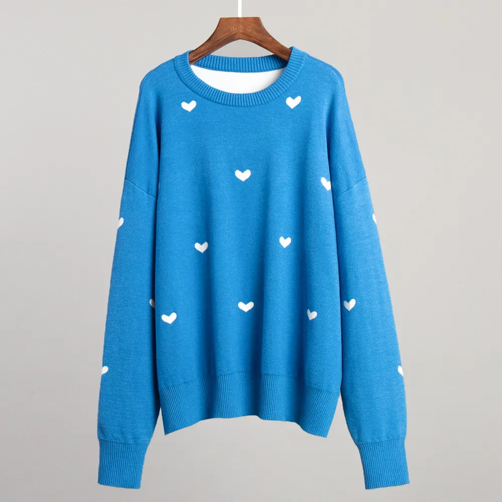 Temperament Commute Casual Round Neck Design Sweater - Blue