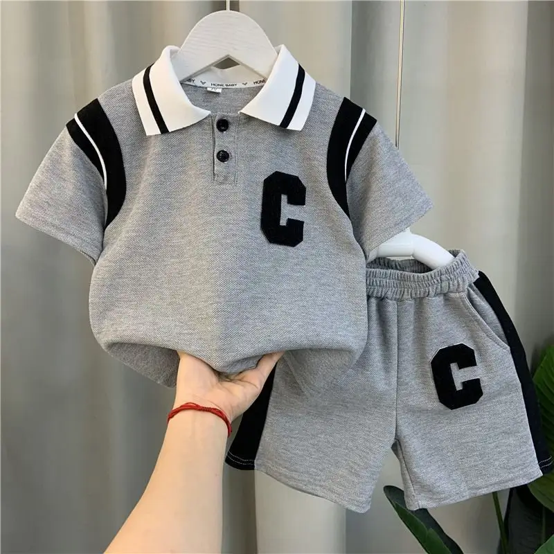 Boys Summer Clothing Set Lightweight Kids Polo Shirts