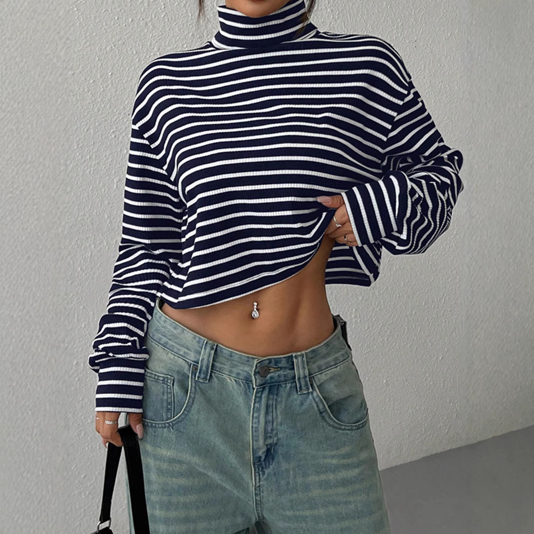 Slim-fit Turtleneck Long-sleeved European And American Top