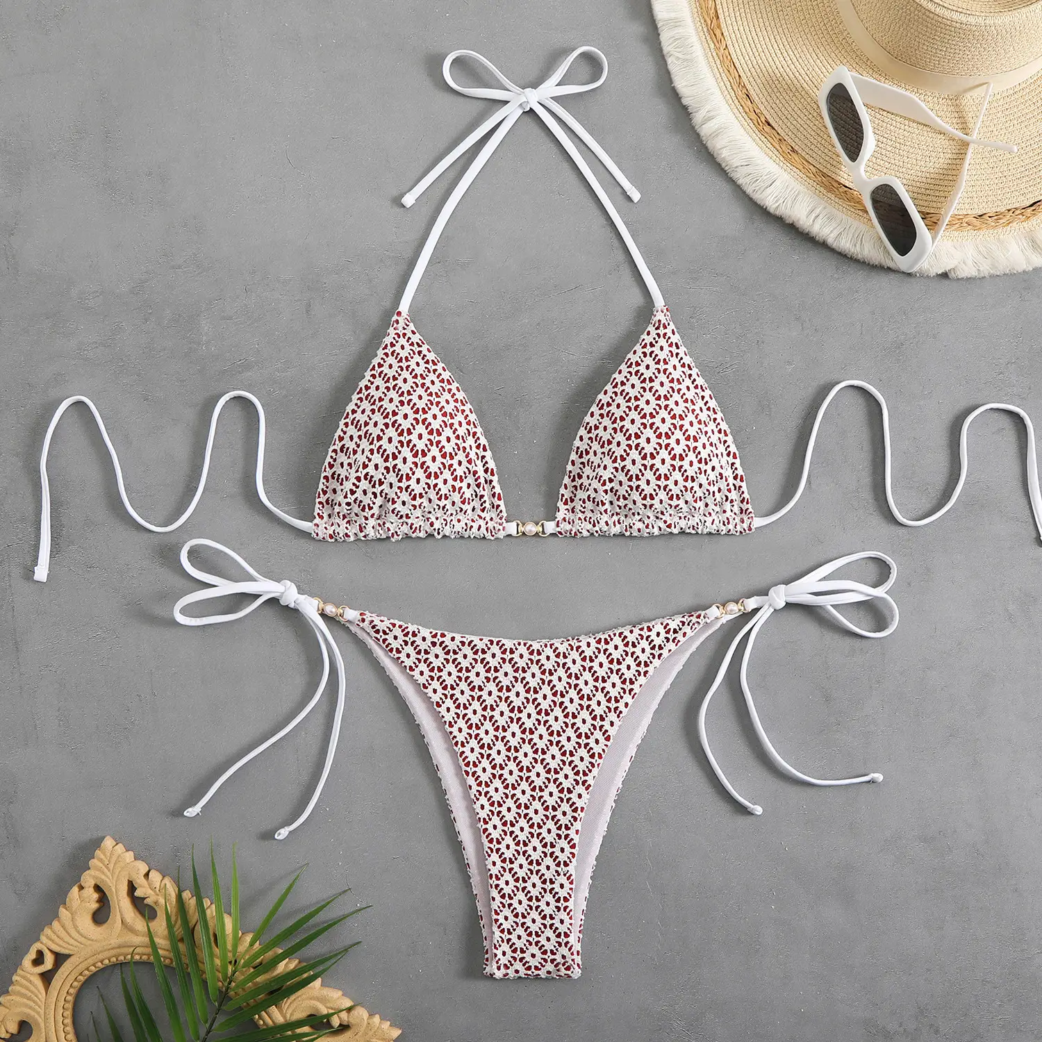 Women's Multicolor Bikini Split Open Back Swimsuit