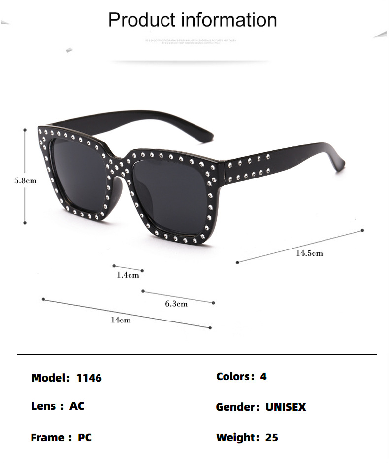 Title 3, Damen-Sonnenbrille mit großem Rahmen und Strass...