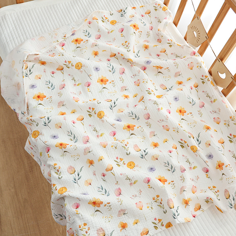 Solid-color Double-layer Pure Cotton Gauze Swaddle Blanket For Babies