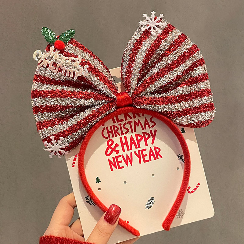 Red Striped Bow Headband