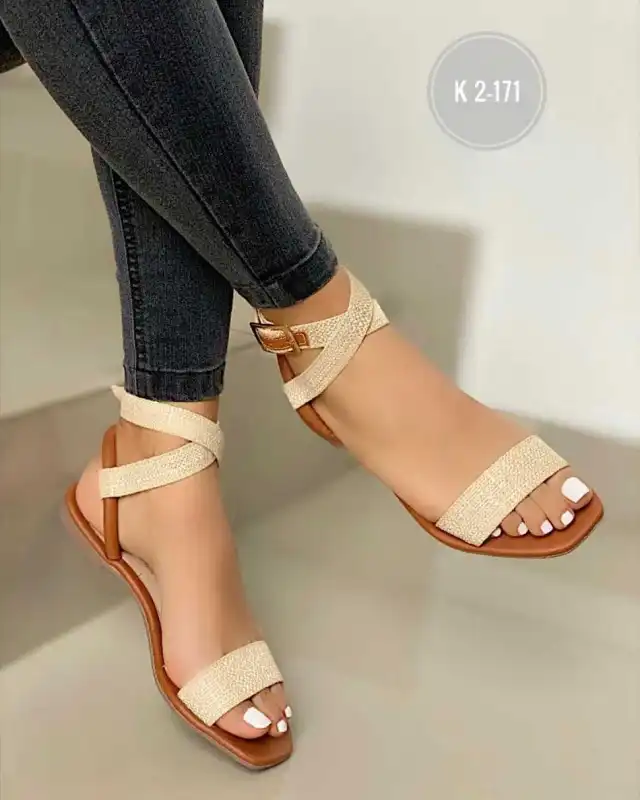 Women's Large Size Flat Bottom Casual Sandals Beige - Shop at LoveMi