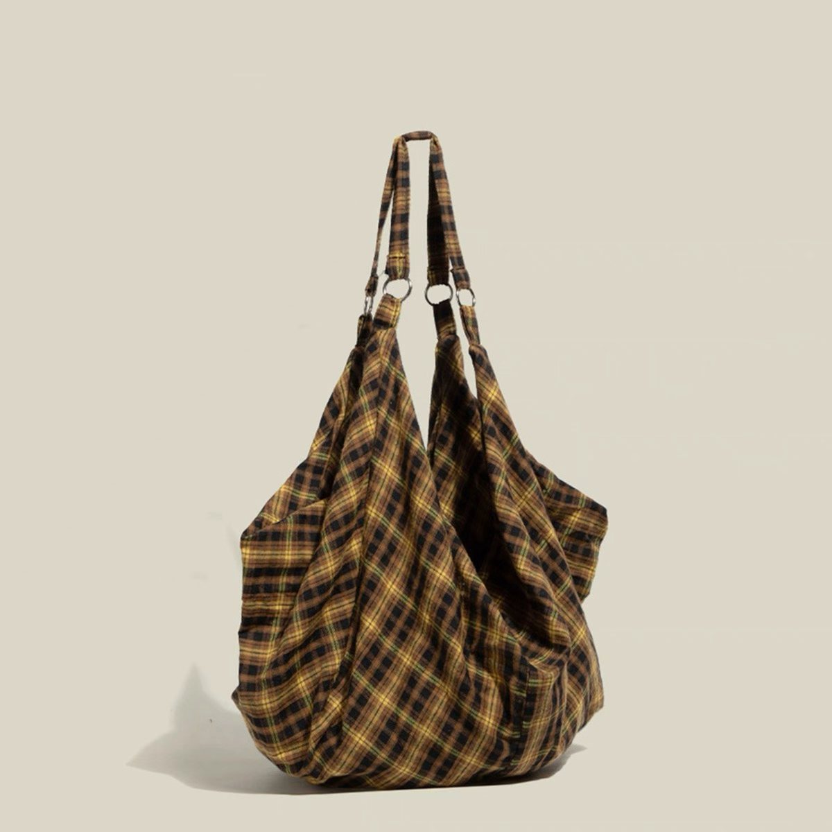 Womens Plaid Multi-Wear Large-Capacity ShoulderCrossbody Bag