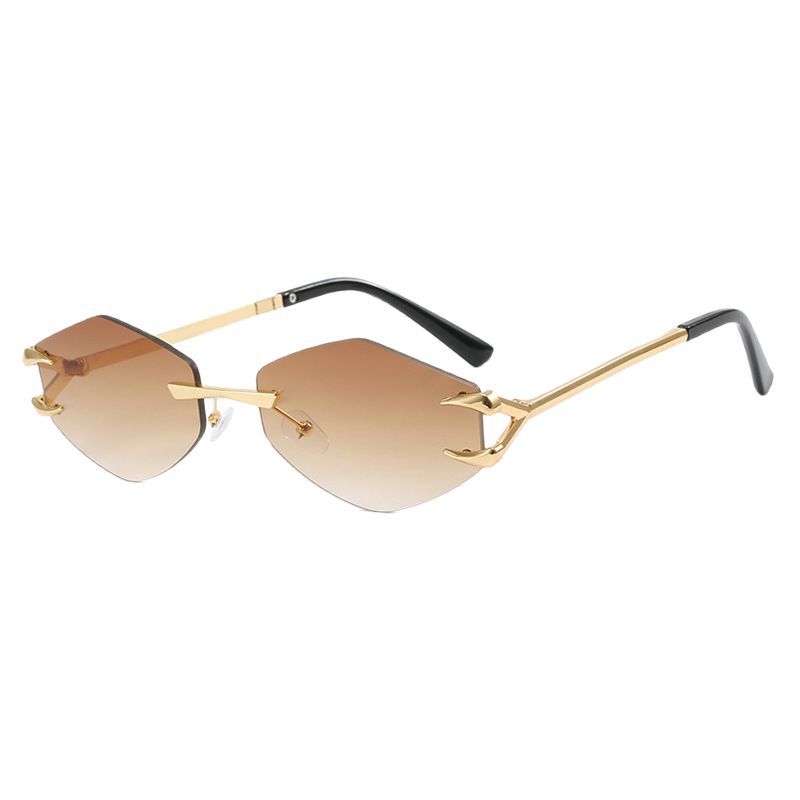 European And American Leisure Hip Hop Trend Sunglasses Frameless Grapple Polygonal Sunglasses - Image 4