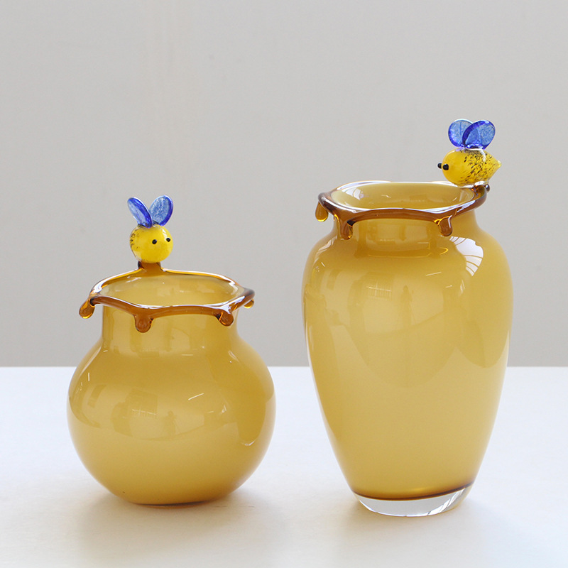 Glass Vase with Bee Design