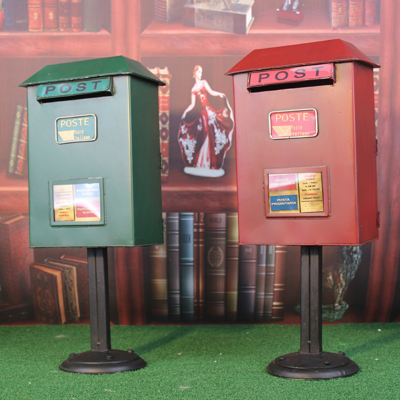 Retro tin mailbox piggy bank - vintage metal money box