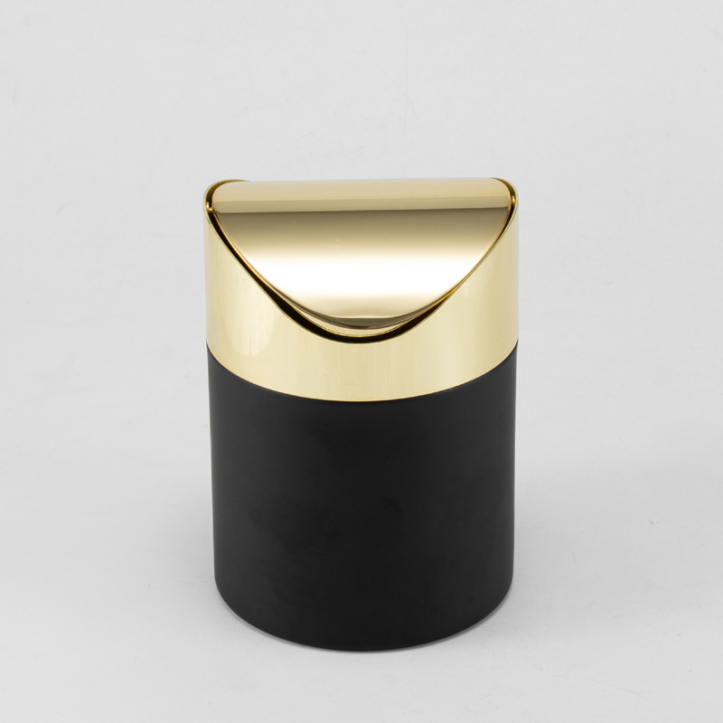 Golden Desktop Trash Can Creative Mini Trash Bin With Lid