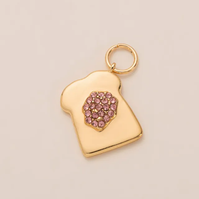 DIY Open End Ring Food Series Pendant Copper Plating 18K Gold Color Protection Blueberry Toast - Shop at LoveMi