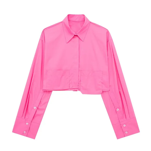 Spring Cross Border Women's Urban Casual Striped Poplin Short Shirt Red - Shop at LoveMi
