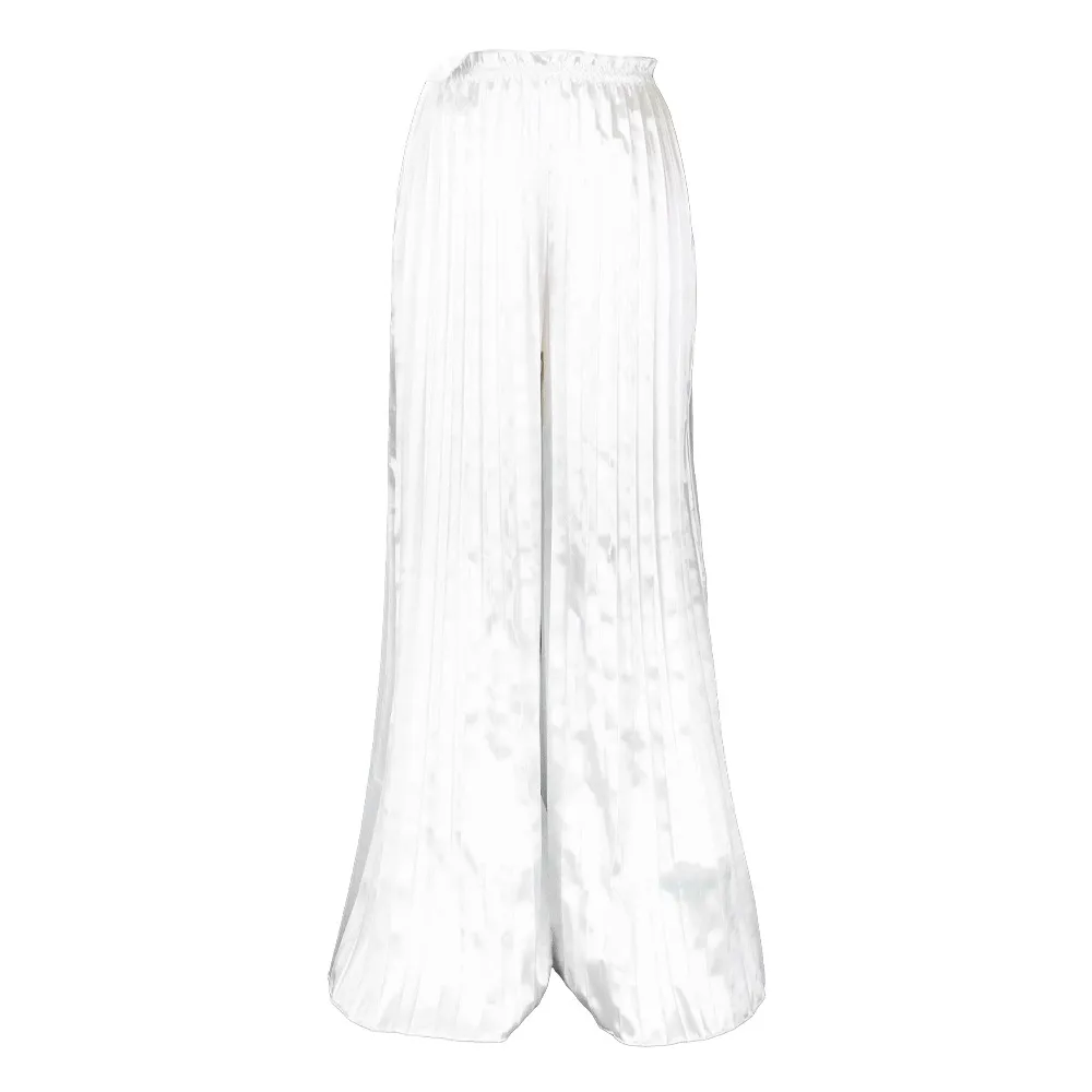 Women's Solid Color Casual Loose Pleated Wide-leg Trousers - White
