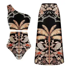 Fashion One-piece Swimsuit Suit Vacation Beach Swimsuit - One Shoulder Set-L - View 1