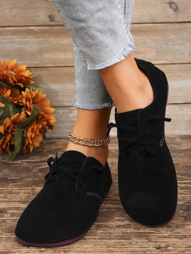 New Retro Boken Flannel Casual Pumps Women Black - Shop at LoveMi