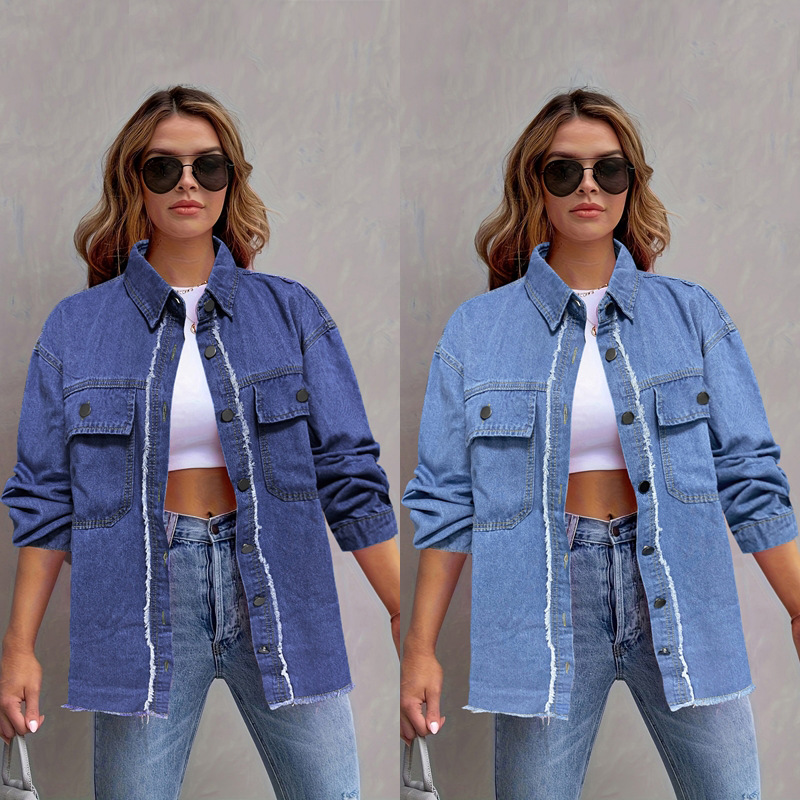 New Relaxed-fit American-style Streetwear Washed-up Collar Jacket