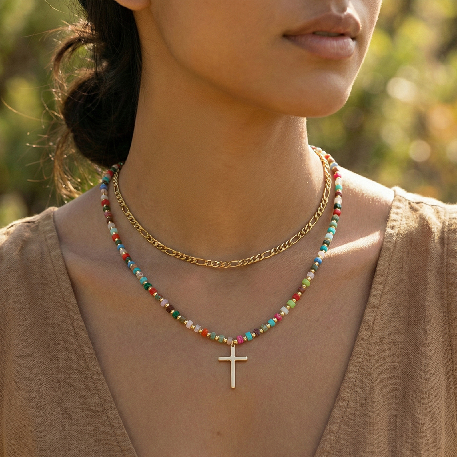 Colorful Beaded Double Layer Necklace