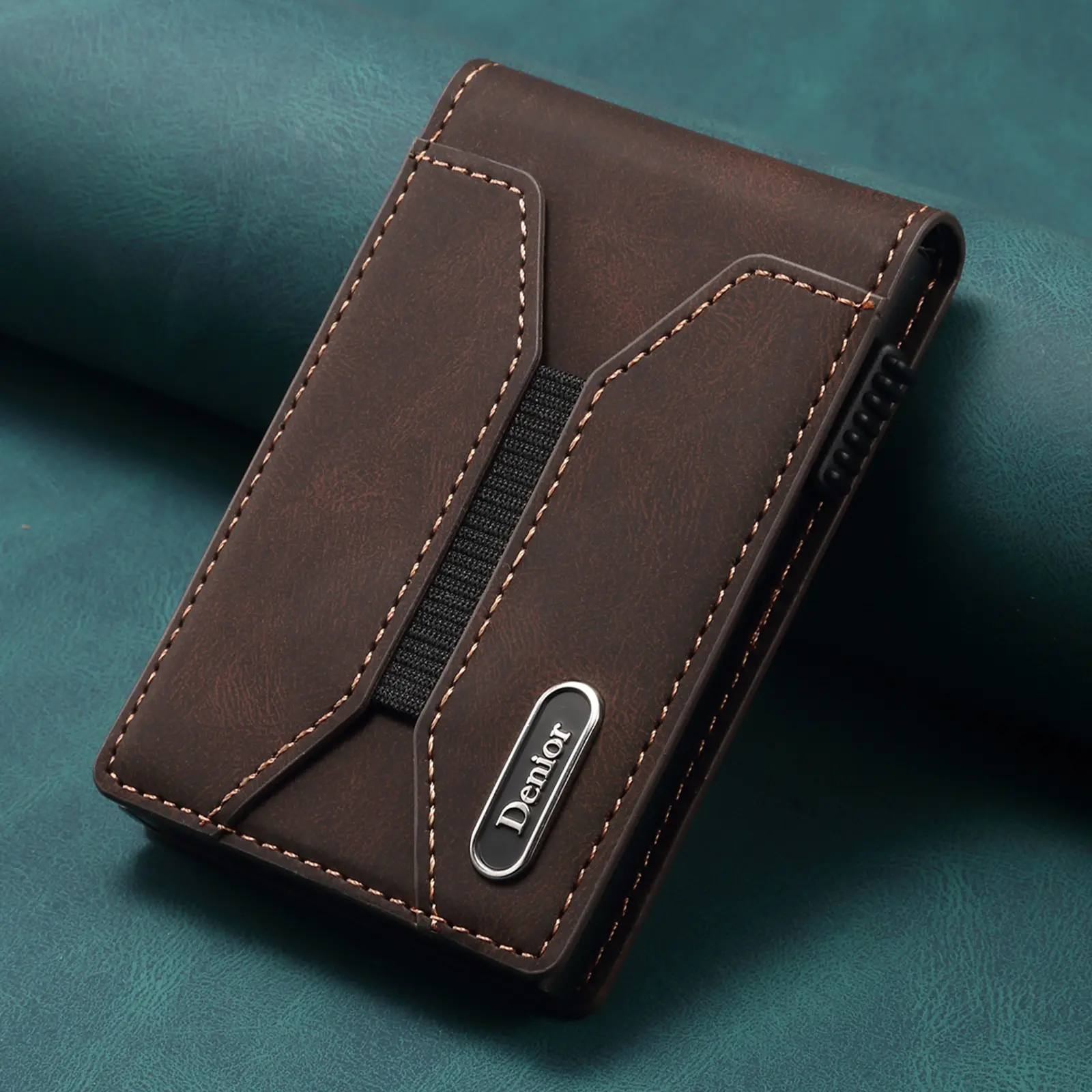 Smooth Leather Button-operated Automatic Pop-up Card Case