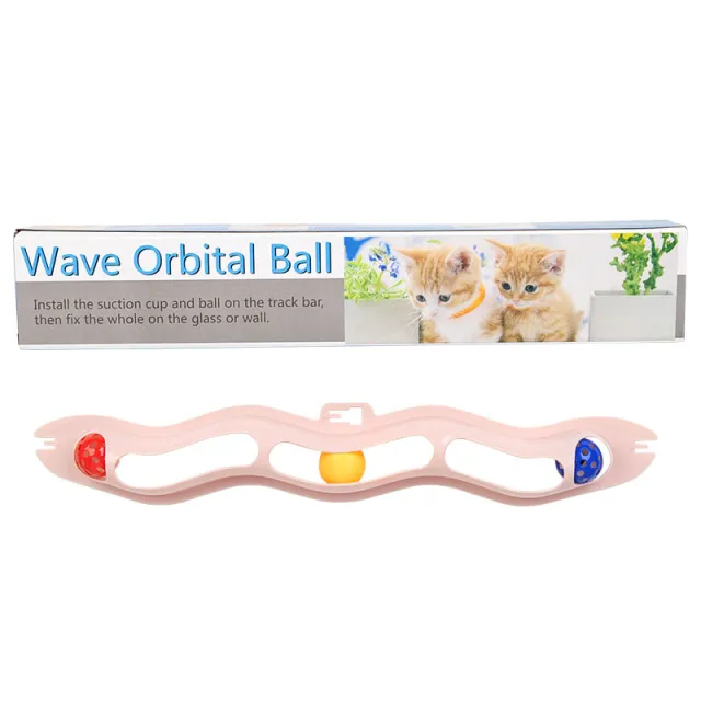 Wavy Pet Sucker Track Ball Cat Toy Adhesive Glass Wall Cat Supplies Pink - Shop at LoveMi