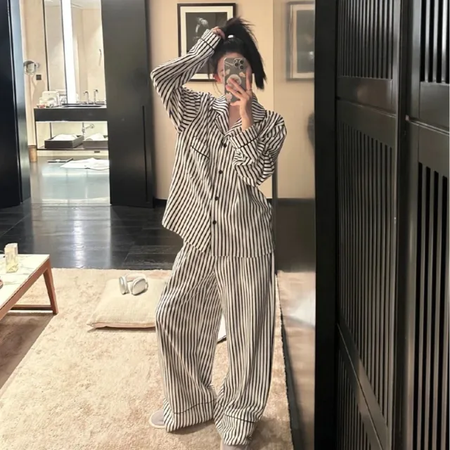 Women's Long Sleeve Pants Comfortable Casual Set Stripes - Shop at LoveMi