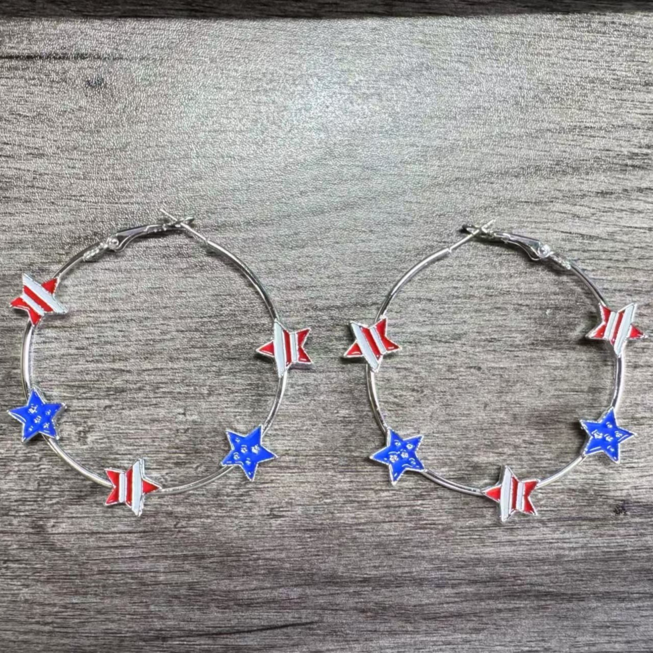 Independence Day Five-Pointed Star Dripping Oil Earrings