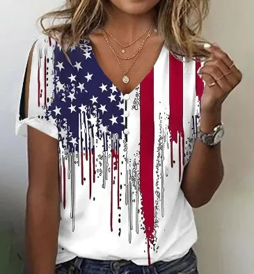 Flower Series 3D Printed V neck Button T shirt Top Bmjxtx209 - Shop at LoveMi