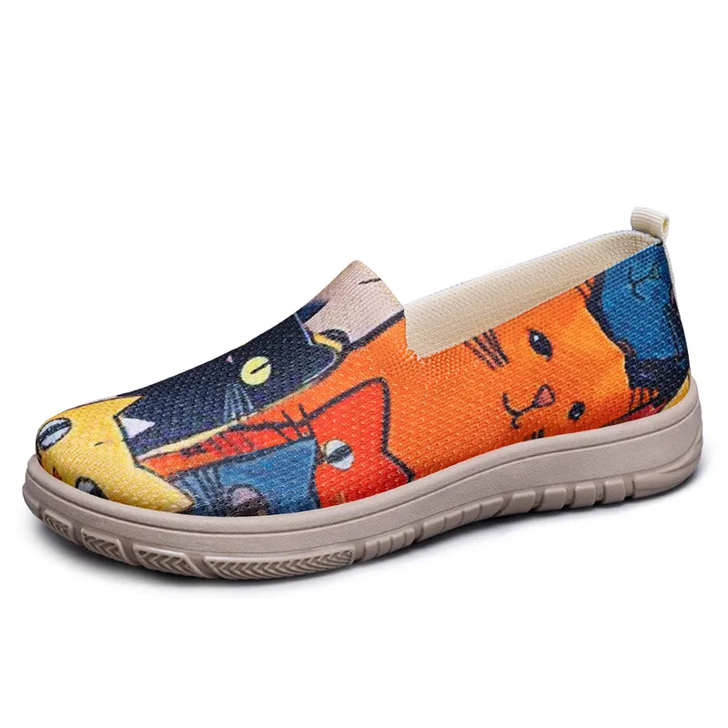 Plus Size Women's Shoes Colour-blocking Cloth Shoes Slip-on Pumps - Yellow