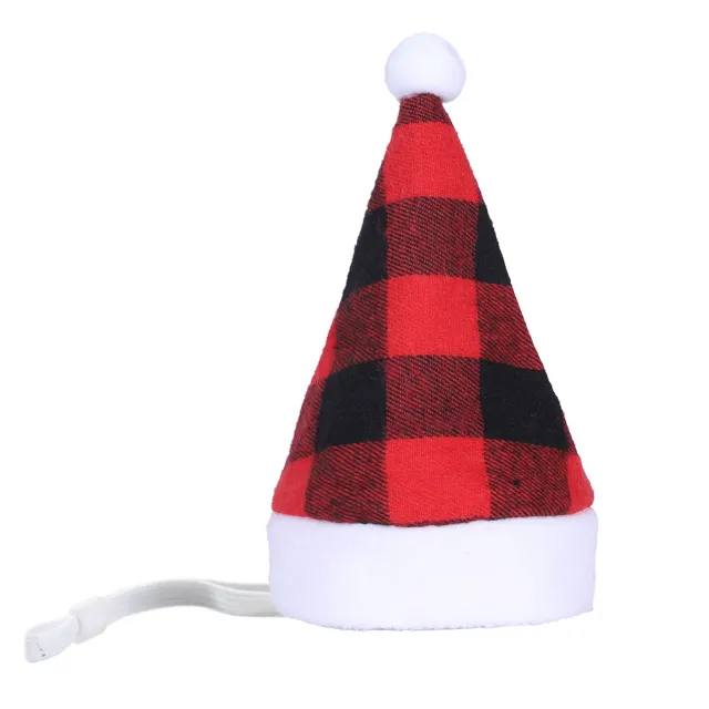 Multicolor Pet Christmas Hat Stripes Red And Black Plaid - Shop at LoveMi