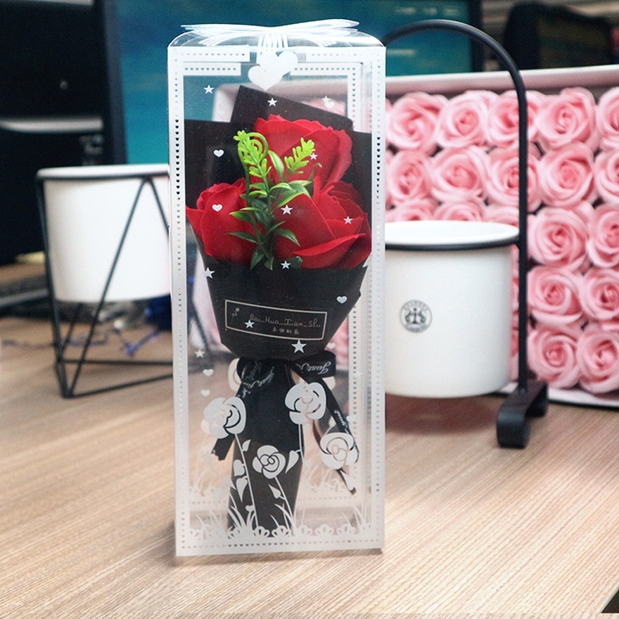 Valentine's Day Soap Rose Bouquet Gift Box Red Ribbon Boxed - Shop at LoveMi