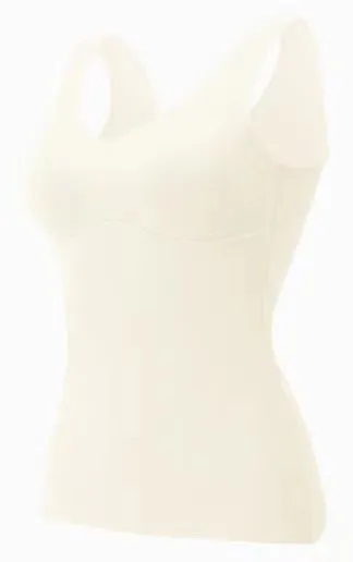 Seamless Thermal Vest Women's Self heating Underwear With Chest Pad Cream White - Shop at LoveMi
