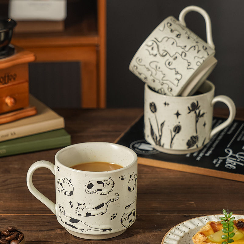 Simple Nordic-style Vintage Ceramic Mug For Home Use