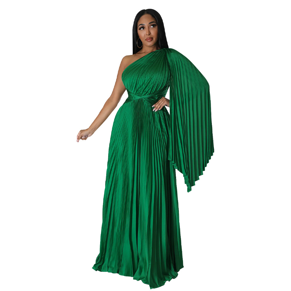 One-Shoulder Pleated Maxi Dress, picture 6 of 9