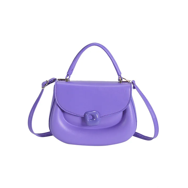 Fashion Simple And Light Luxury Pressure Shell Portable Small Square Bag - Purple