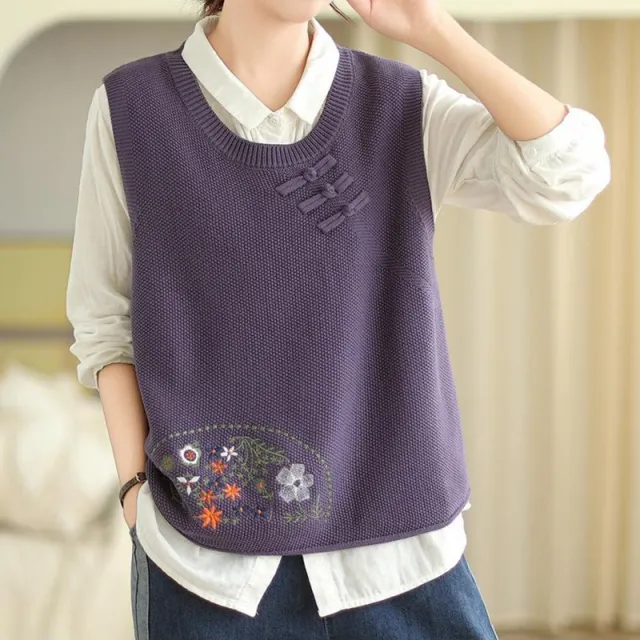 Autumn Knitted Vest Solid Color Purple - Shop at LoveMi
