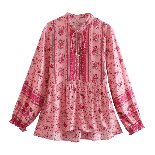 Long Sleeve Positioning Rayon Belt Shirt Picture Color Xs - Shop at LoveMi