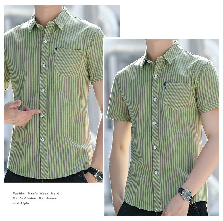 Summer Mens Wrinkle Resistant Striped Drape Shirt Summer Mens Wrinkle Resistant Striped Drape Shirt