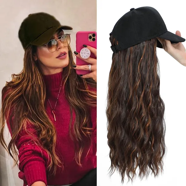 Hat One piece Women's Big Wave Long rolled Chemical Fiber Wig 1B30 - Shop at LoveMi