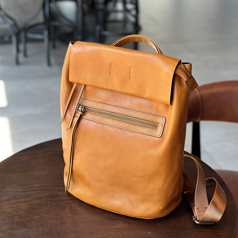 Sac à dos en cuir véritable de grande capacité pour femme – Image 3