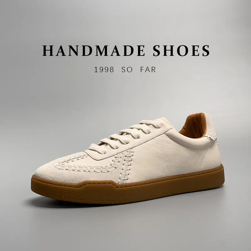Baseball Low-cut Genuine Leather Sneakers Men's White