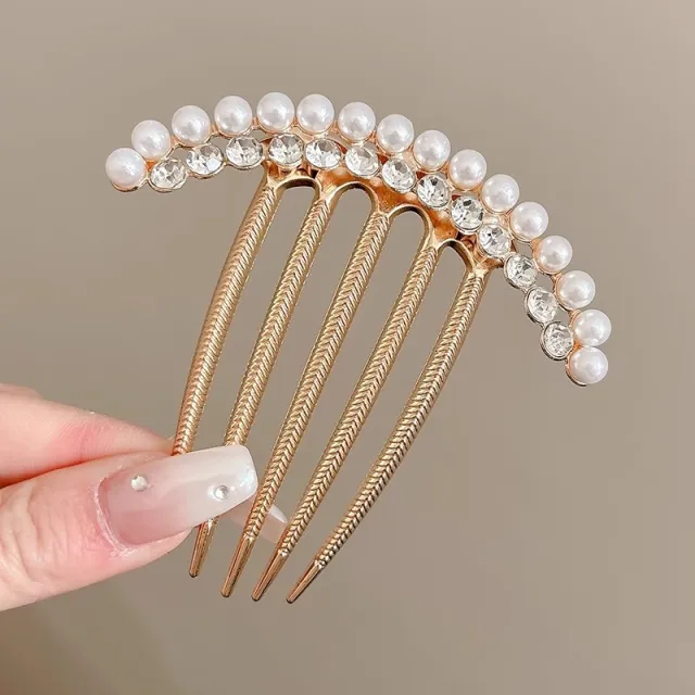 Rhinestone Butterfly Insert Comb For Updo Barrettes Pearl Diamond Row - Shop at LoveMi