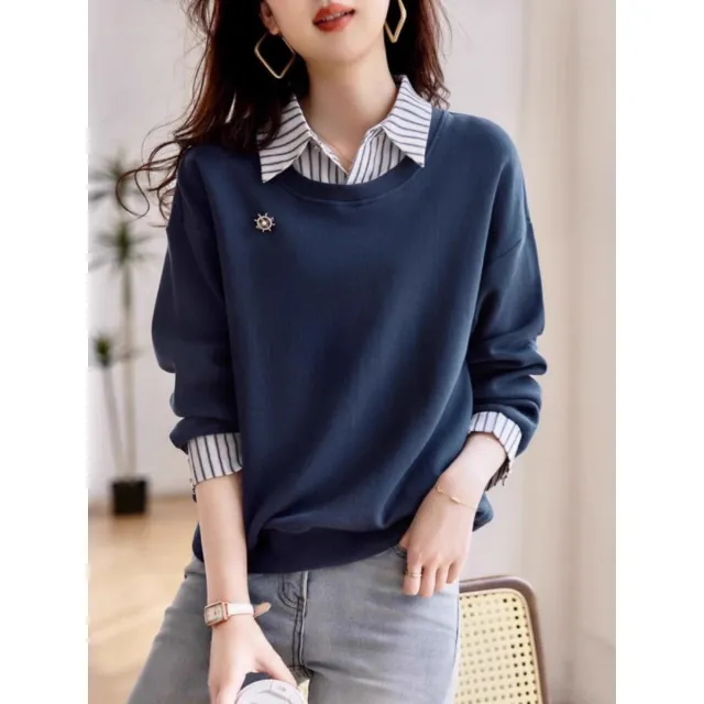 Stylish And Elegant Long sleeve Sweatshirt Collection Navy - Shop at LoveMi