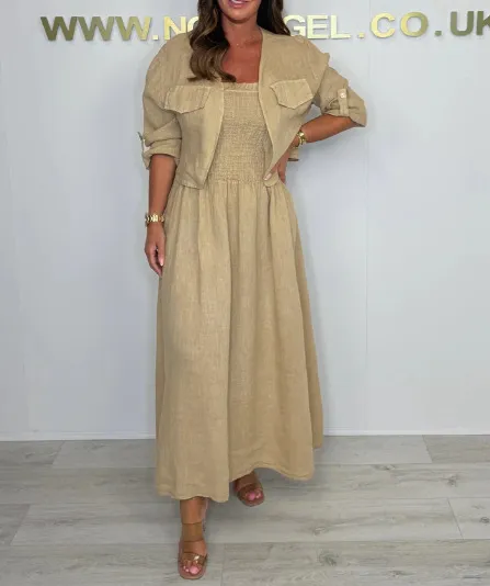 Women's Short Cardigan Suspender Skirt 2 piece Set Apricot - Shop at LoveMi