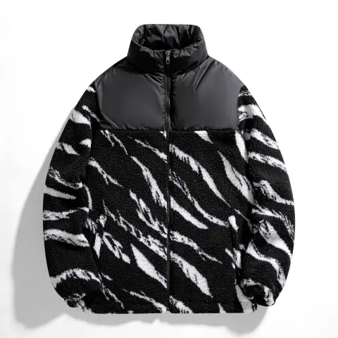Autumn Men's Fleece Fashion Brand Contrast Color Baggy Coat