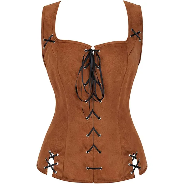 Suede Lace up Top For Women Coffee - Shop at LoveMi