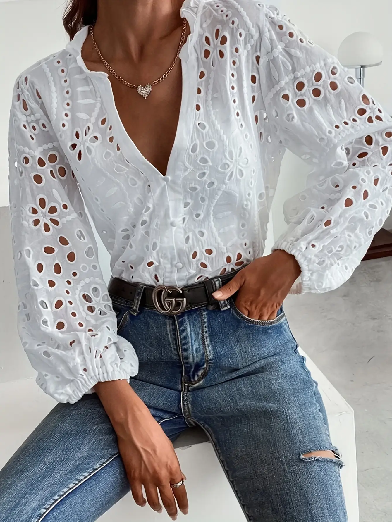 Women's Top Button-down White Shirt