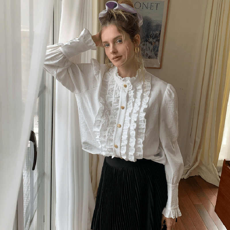 White Moonlight Shirt Women's French Elegant