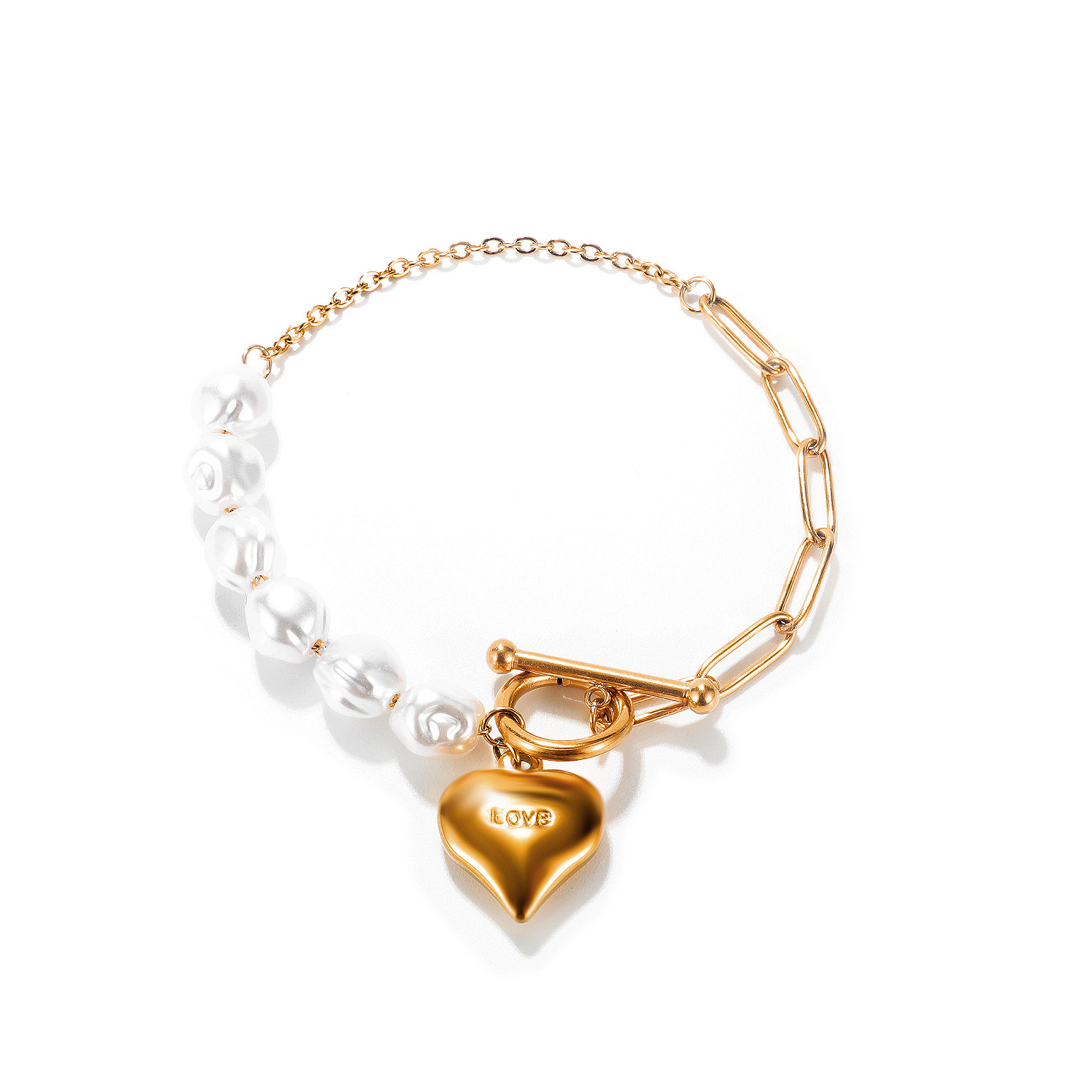 Heart Special-interest Design Stitching Pearl Bracelet