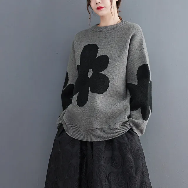 Women's Loose Plus Size Plump Girls Sweater Gray - Shop at LoveMi
